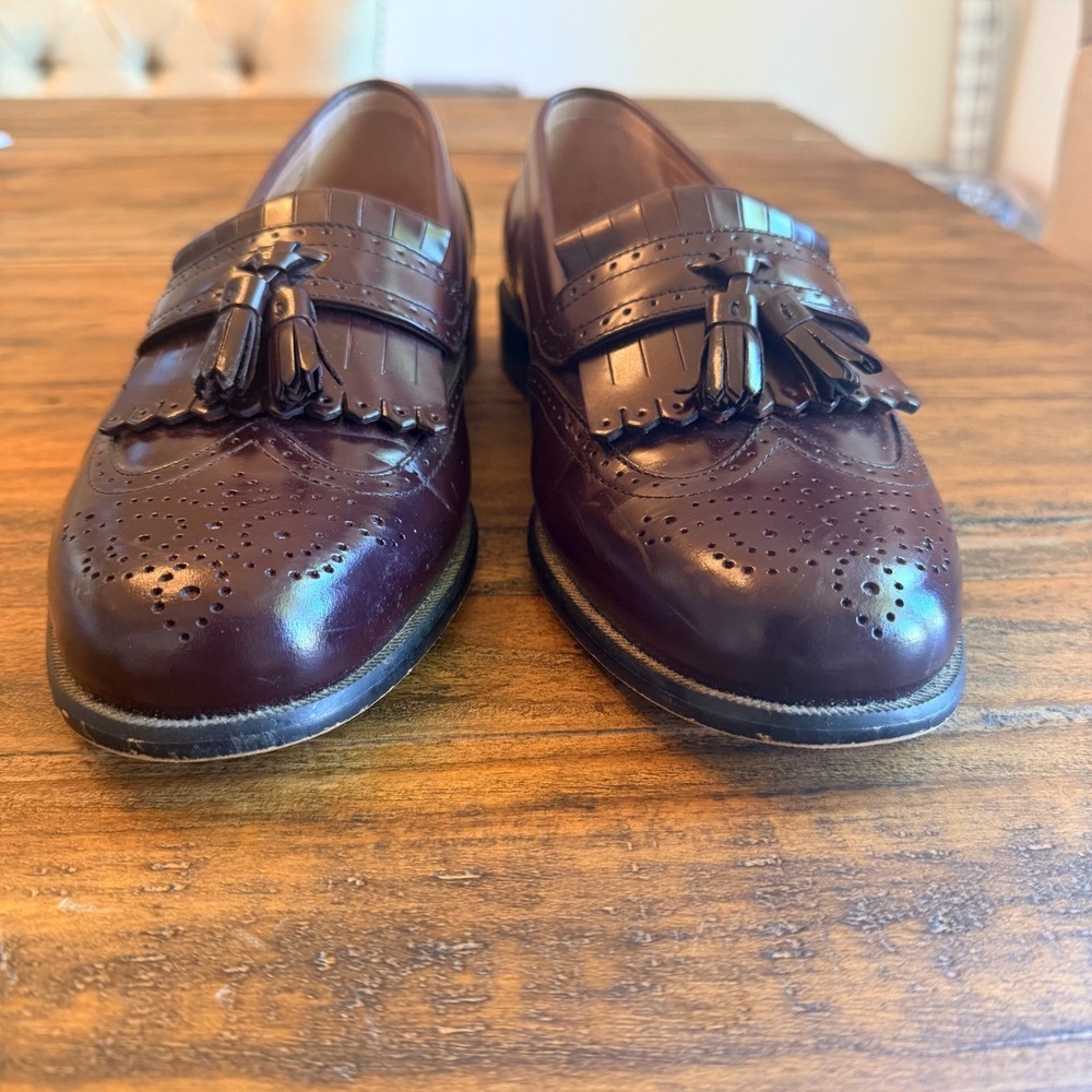 Bostonian Classics Mens Leather‎ Wingtip Tassel Kiltie Loafers 7.5 W Brown - Picture 2 of 8